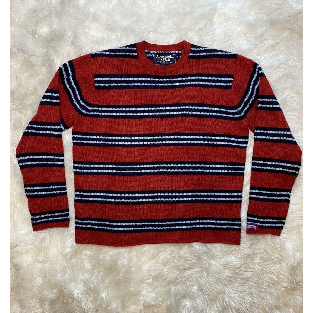 Abercrombie & Fitch Sweater 100% Wool Red & Blue